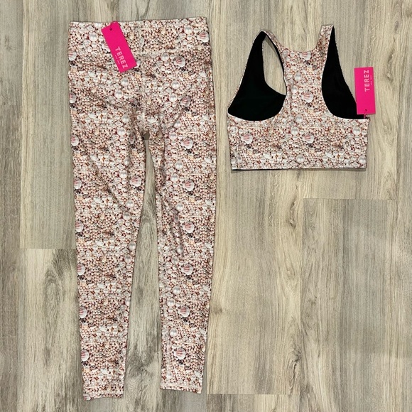 NWT Terez 2-Piece Set Hi Shine Sea Pearls Pattern Leggings Sports Bra Size S - Picture 7 of 7